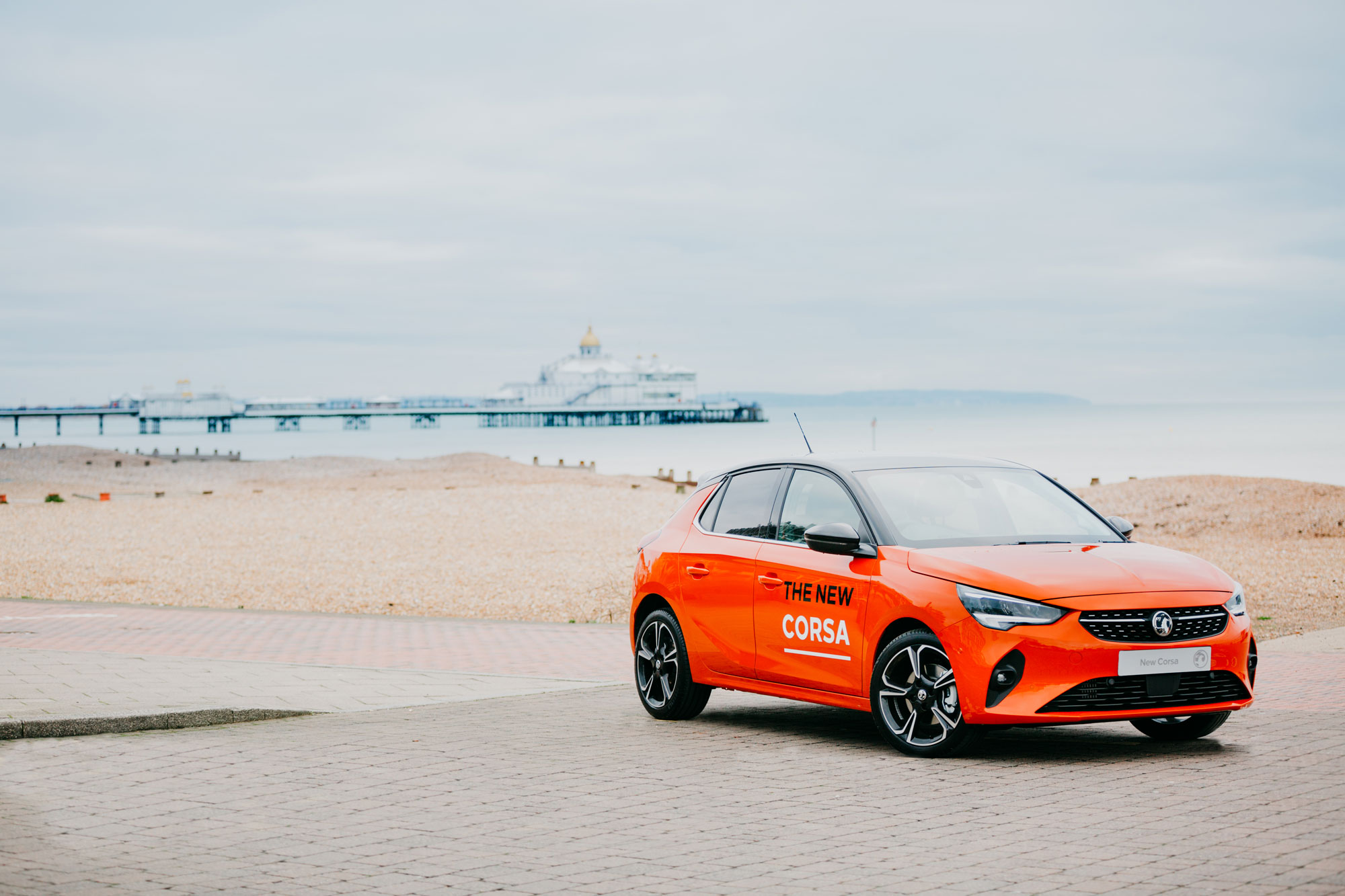 The All-new Vauxhall Corsa with the Eastbourne Pier in the background