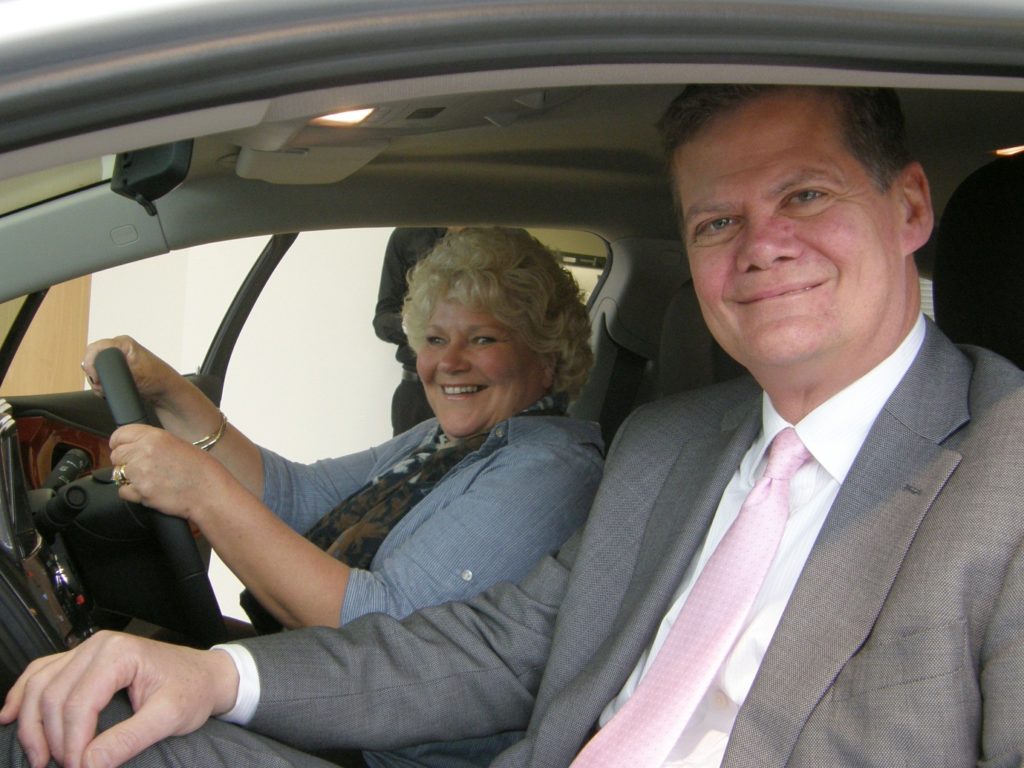 Stephen Lloyd (MP) and the Mayor of Eastbourne testing the Vauxhall Ampera