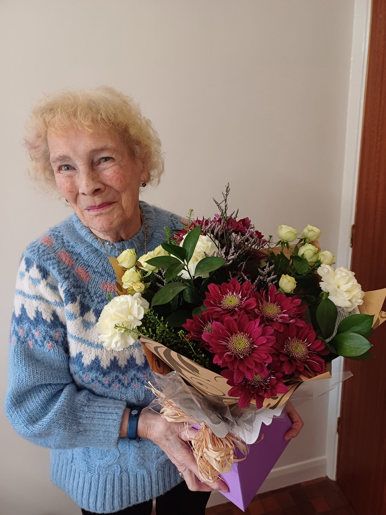 Flowers presented to Margaret