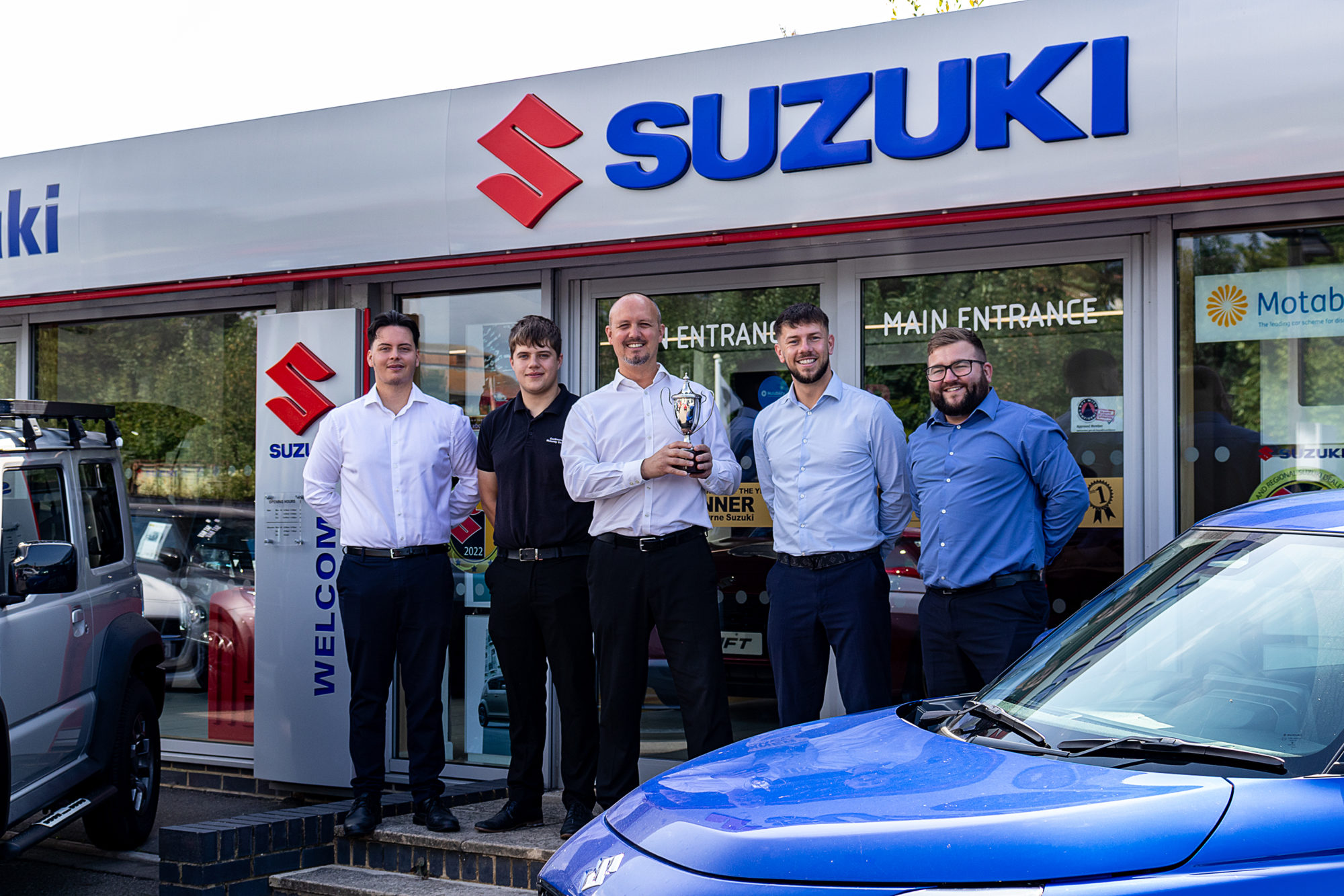 Louis Taylor (EMC Sales Executive), Xander Muchamore (EMC Trainee Sales), Daniel Neill (EMC Suzuki Sales Manager), Ricky Dalton (EMC Sales Executive) and Kienan Harriott-Connolly (EMC Sales Executive)