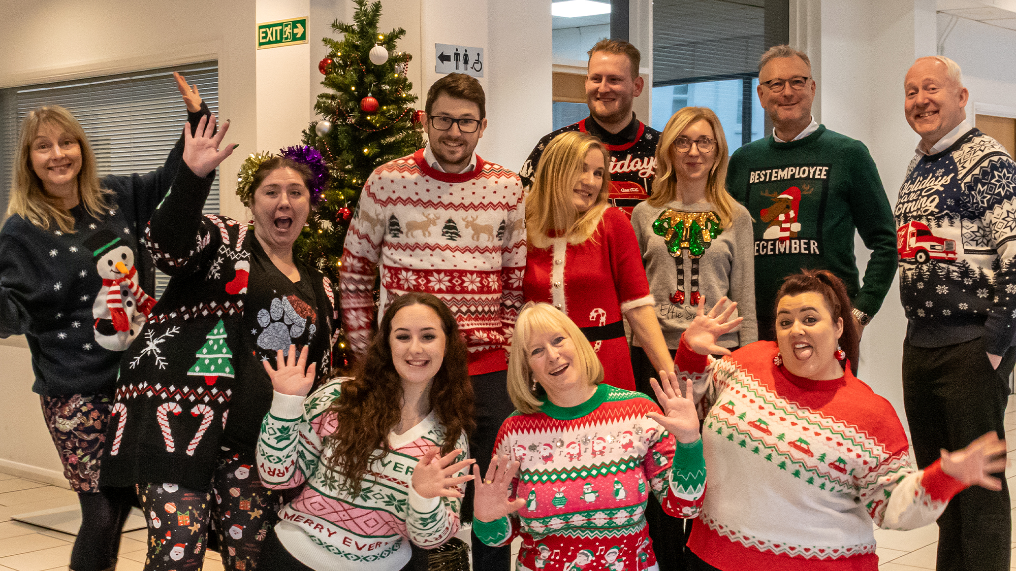 Staff wearing Christmas Jumpers