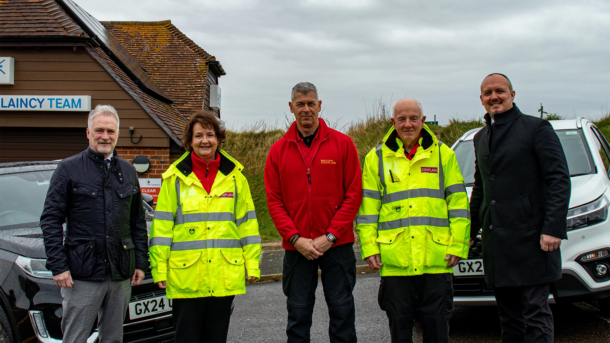 EMC Team handing over the new Suzuki S-Cross to the Beachy Head Chaplaincy Team