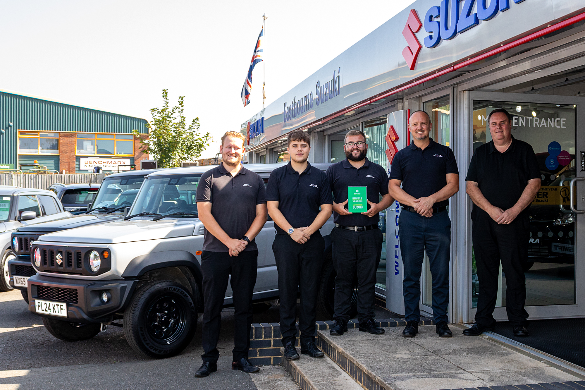 Ben, Xander, Kienan and Dan at our Eastbourne Branch with the Suzuki Regional Dealer Award 2024