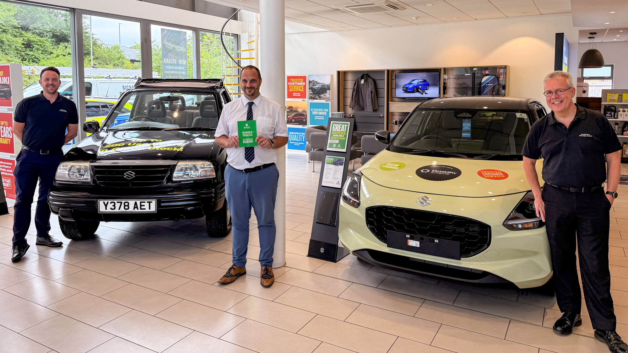 Adam, Alec and James at our Uckfield Branch with the Suzuki Regional Dealer Award 2024