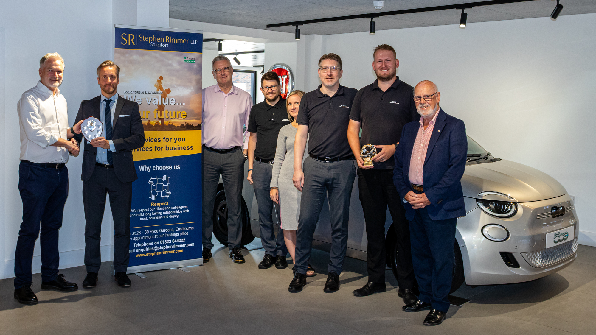 Mark Lambird, Grant Saunders(Practice Manager at Steven Rimmer LLP), Steve Davies, Liam Hamer, Alex Estrefi, Matt Piper & Ben Riddel & Ian Huke (Treasurer of the Rotary Club of Eastbourne)