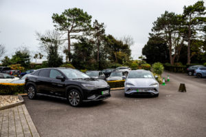 BYD Seal and Sealion 7 vehicles in the car park of the Grand Hotel, Eastbourne